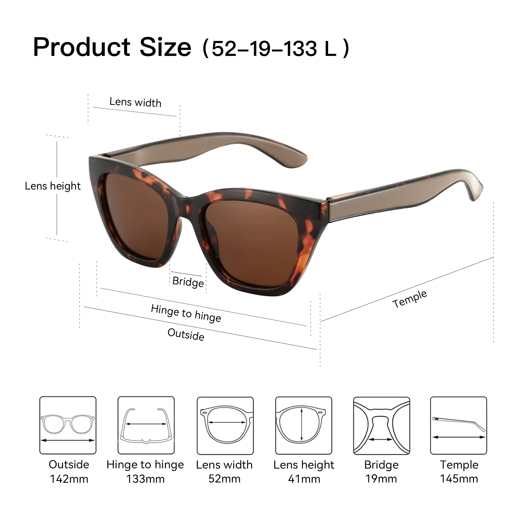 ZENOTTIC Quadratische polarisierte Sonnenbrille 2025, modische Damen-Sonnenbrille mit dickem Rahmen, UV400-Schutz, für Damen, Einkaufen, GIF – Detail 8