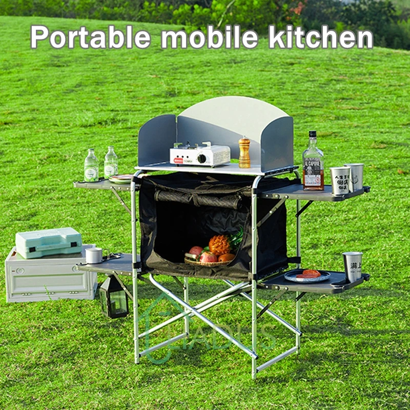 Outdoor Folding Table  Portable Camping Aluminum Alloy Multi-Functional IGT Folding Table Stable Windproof Mobile Kitchen Table