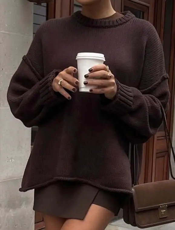 

Women's Lazy Vacation Versatile Woolen Long Sleeved Sweater Autumn Winter Clothing 2025 Fashionable Comfortable Knitwear