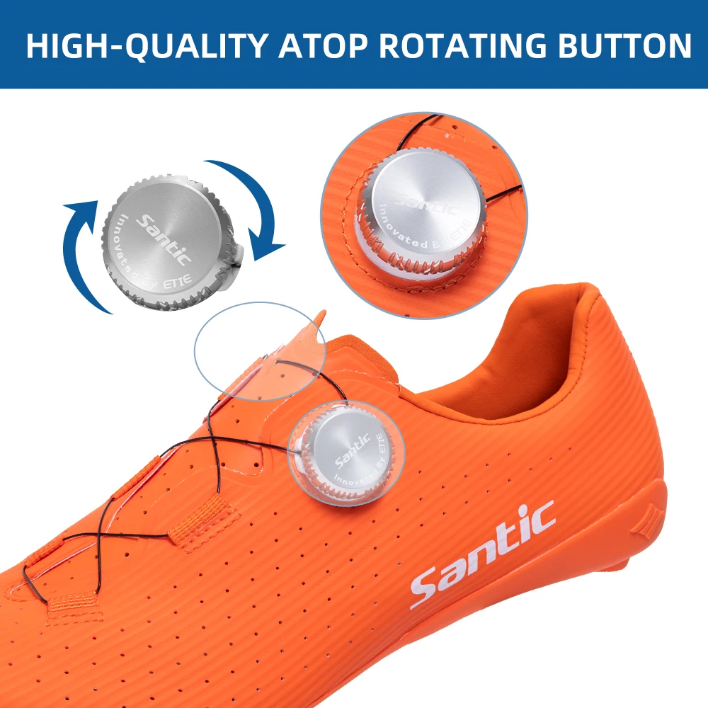 Santic Carbon Fiber Road Bike Shoes Professional Cycling for Men Racing SPD Cleats Road Cycling Lock Shoes WZS24043
