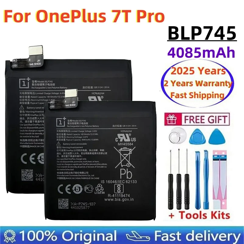 

100% Original New Replacement Battery 4085mAh BLP745 For Oneplus 7T Pro 7 T Pro Mobile Phone Batteries + Free Tools