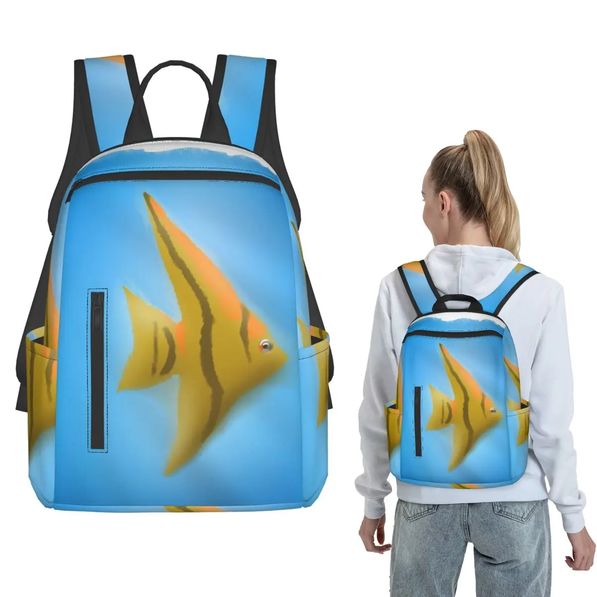 

Angel Fish Backpack Daypack Kids BookBag School Bag Shoulder Bags for Men Women