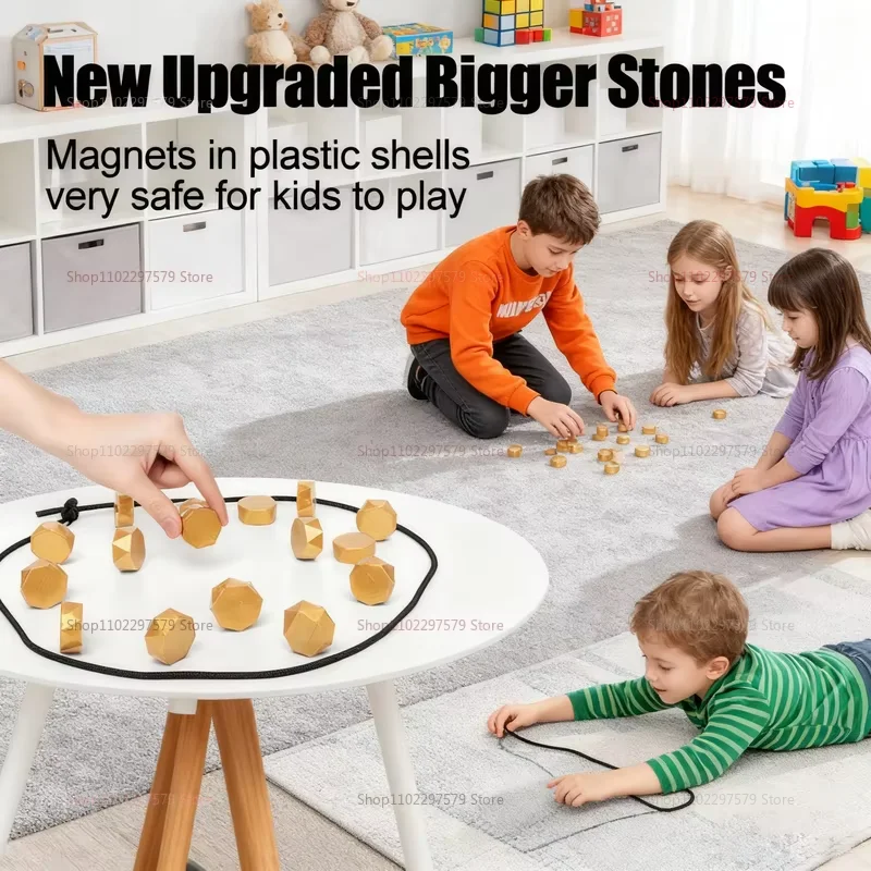 لعبة الأحجار المغناطيسية 33 ملم، ألغاز استراتيجية لوحة مغناطيسية تفاعلية للأطفال والكبار، لعبة تعليمية عائلية إبداعية محمولة