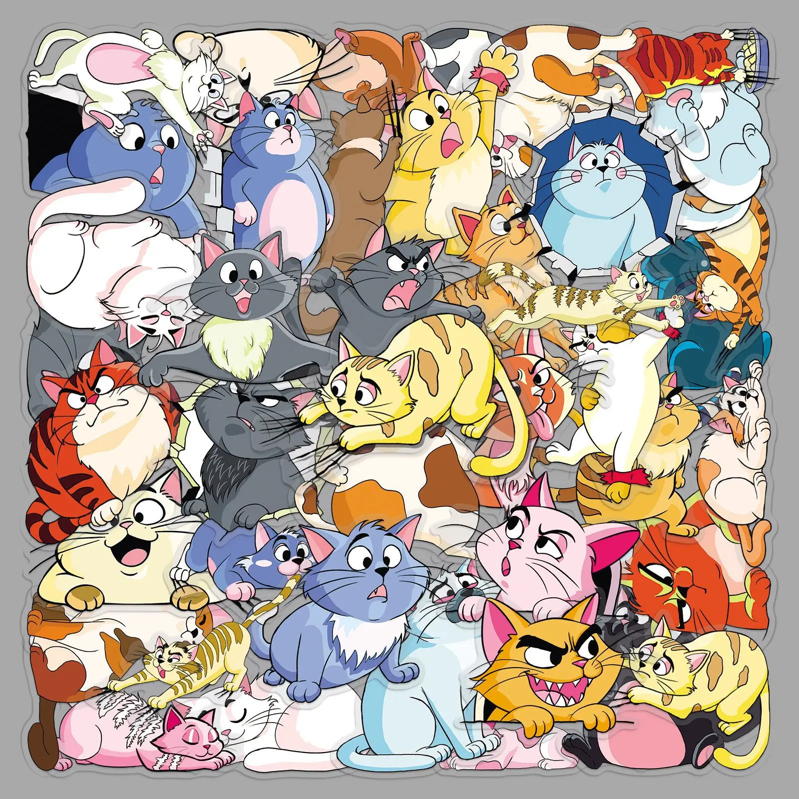 

50PCS Cartoon Funny Cat Graffiti Sticker DIY Decoration Mobile Phone Case Notebook Water Cup Toy Gift Sticker