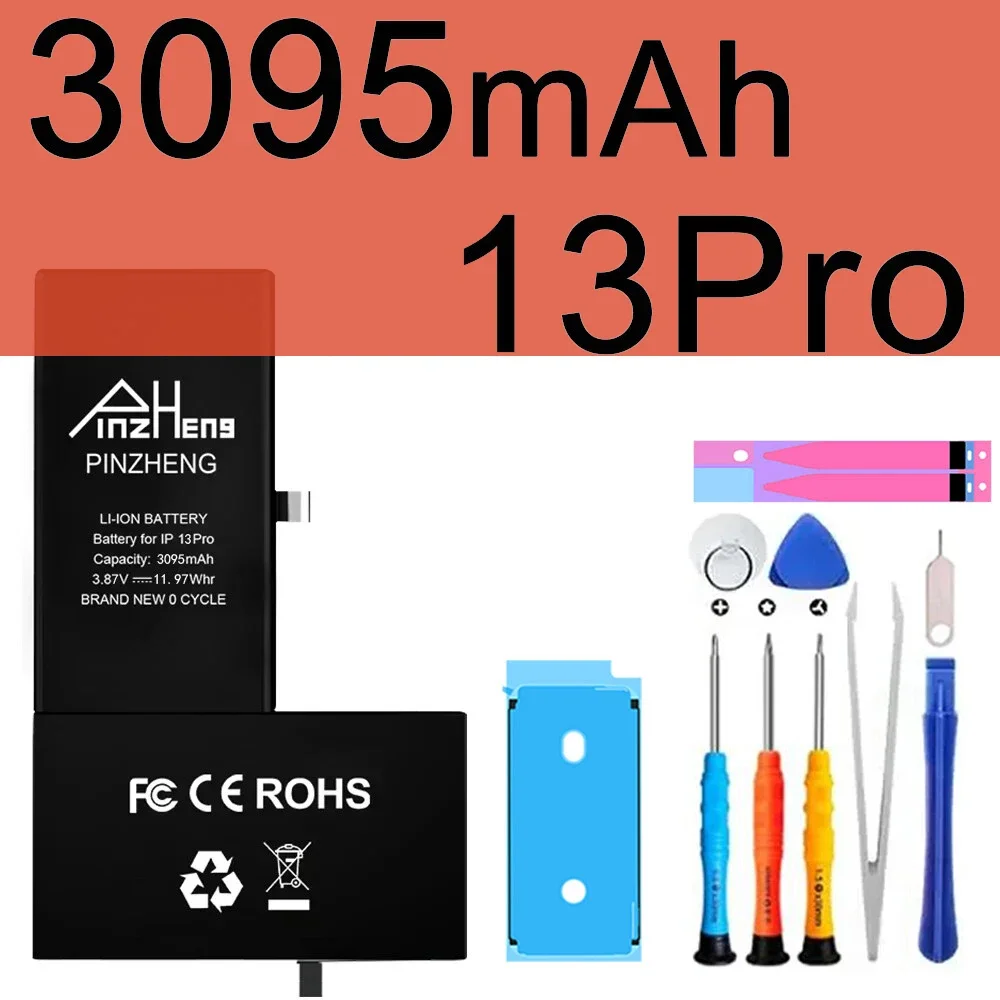 PINZHENG Echte batterij met hoge capaciteit voor iPhone X XR XS Max 12 13 Mini Pro Max 11 Pro Max Vervanging Bateria Garantie Eén jaar