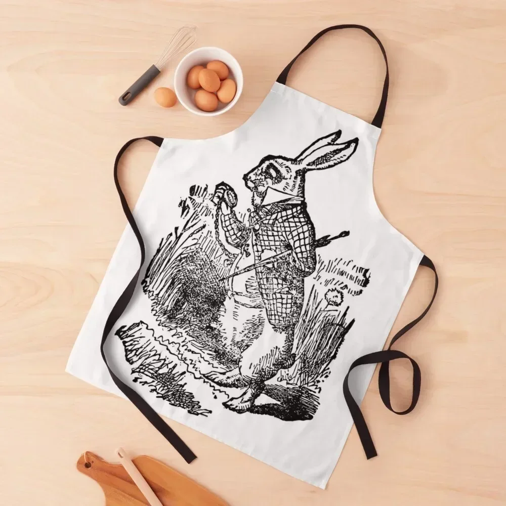 

White Rabbit Apron Customizable Woman For Nail Stylist carpenter Kitchens For Men Apron
