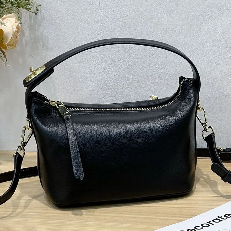 Genuine Leather Women\'s Bag Fashion Simple Shoulder Crossbody Bag Female Handbag Small Soft Leather Designer Bag