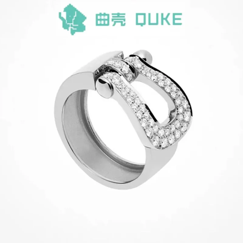 

Free shippingnew luxury U-shaped horseshoe couple ring 925 silver high quality 1:1 jewelry women's wedding gift party
