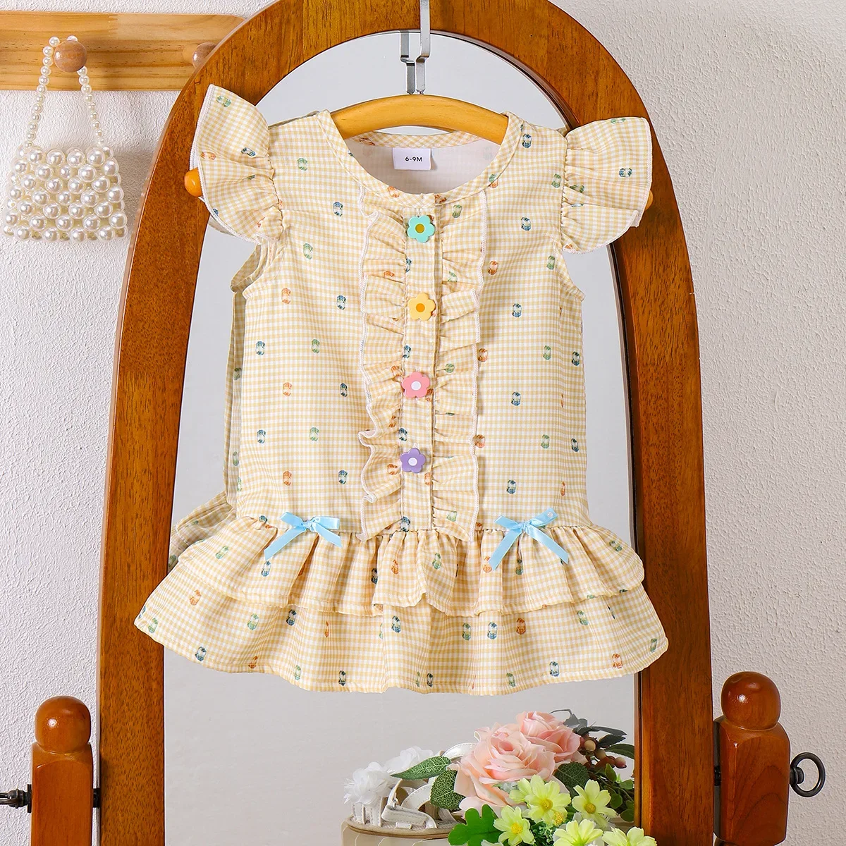 

Children's Clothing European and American Children's Clothing Yellow Dress Fashion Casual Baby Dress