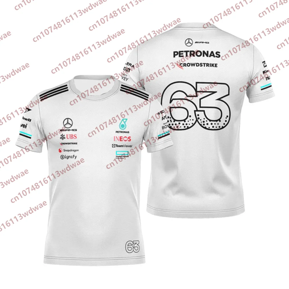 2025 Nueva llegada Fórmula 1 Hombres Mujer Camiseta de calle unisex A.M.G Racing 75th Edición especial Clásico 63 George.Mercedes.Tee Kits
