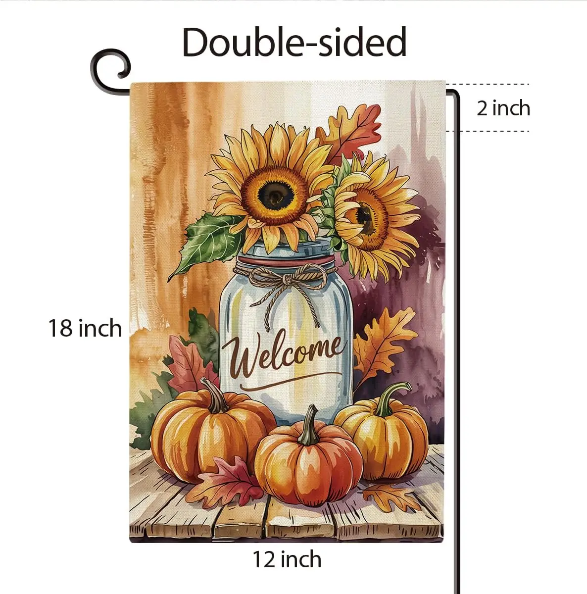 Sunflower Pumpkin Welcome Fall Garden Flag Double Sided Autumn Mason Jar Yard Flag Farmhouse Thanksgiving Outdoor Decoration yyi