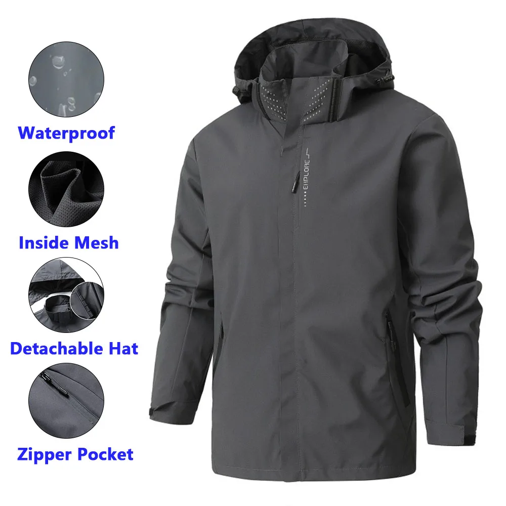 Spring Autumn Outdoor Punching Jacket Men Women Windbreaker Waterproof Hot Sale Jacket Coat Climbing Detachable Hat