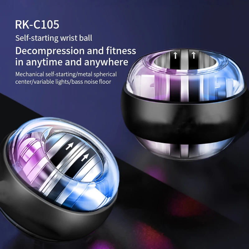 Wrist Trainer Workout Power Ball Wrist and Forearm Strengthener Basic Push-Up Spinning Gyro Ball with LED Light