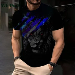 3D Lion Print Graphic T shirts Short Sleeve Tee Men's Clothing O-Neck Animal Print Mens Clothing T-shirts for Men Street Tops