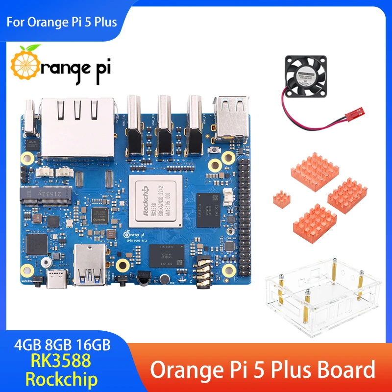

Плата Orange Pi 5 Plus 4 ГБ 8 ГБ 16 ГБ ОЗУ RK3588 Rockchip 8-ядерный 64-битный процессор с опциональным 2.5G Dual Ethernet для Orange Pi 5 Plus