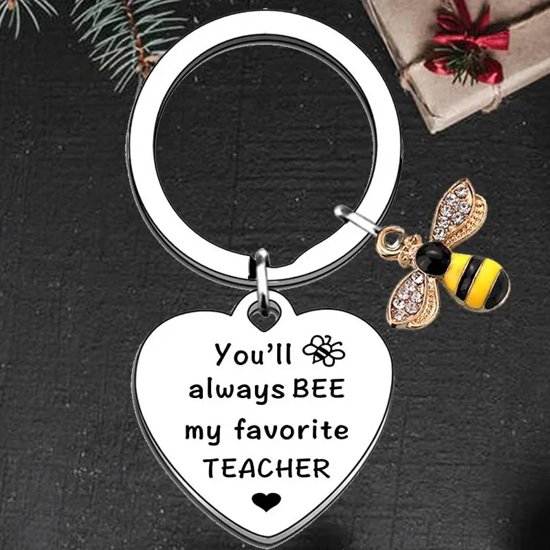 New Teachers ' Day gift Keychain honeybee Key chain Keyring Holder Teacher Appreciation Gifts