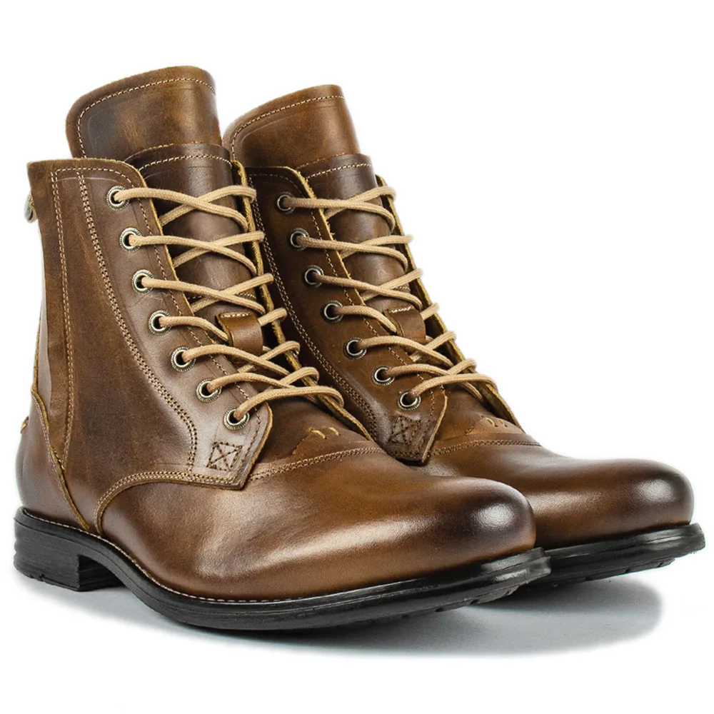 Men's leather boots motorcycle men's boots, fashionable mid-top boots, comfortable for outdoor