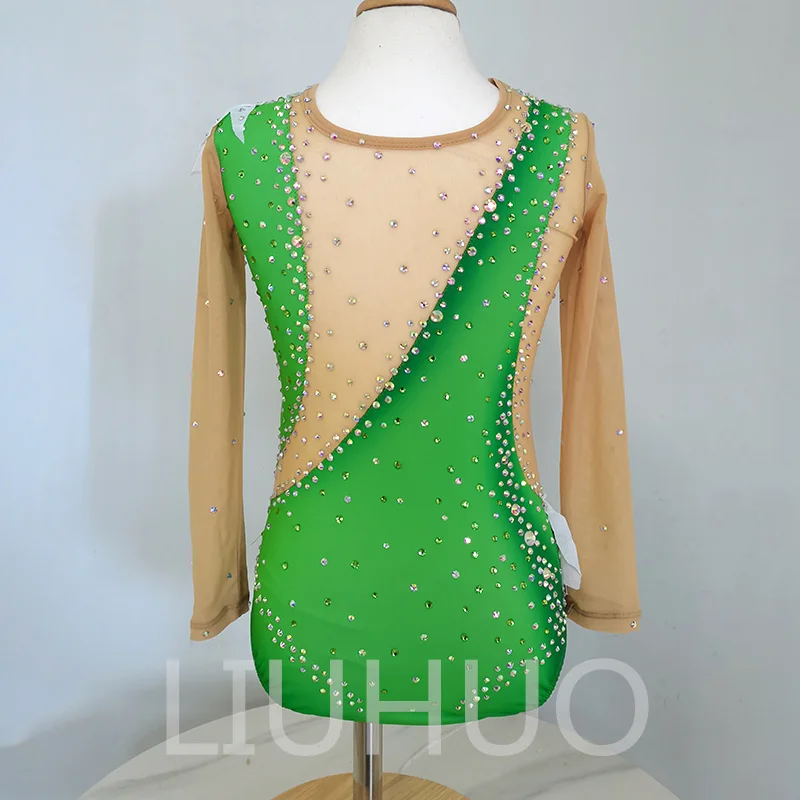 LIUHUO Rhythmic Gymnastics Leotard Green Competitive Gymnastics Performance Clothing