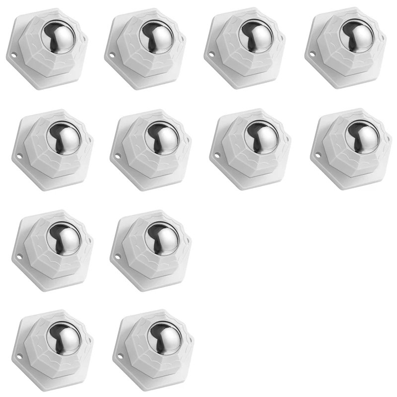Mini ruedas giratorias autoadhesivas para electrodomésticos pequeños, rodillos de acero inoxidable (12 piezas, blanco), fáciles de usar