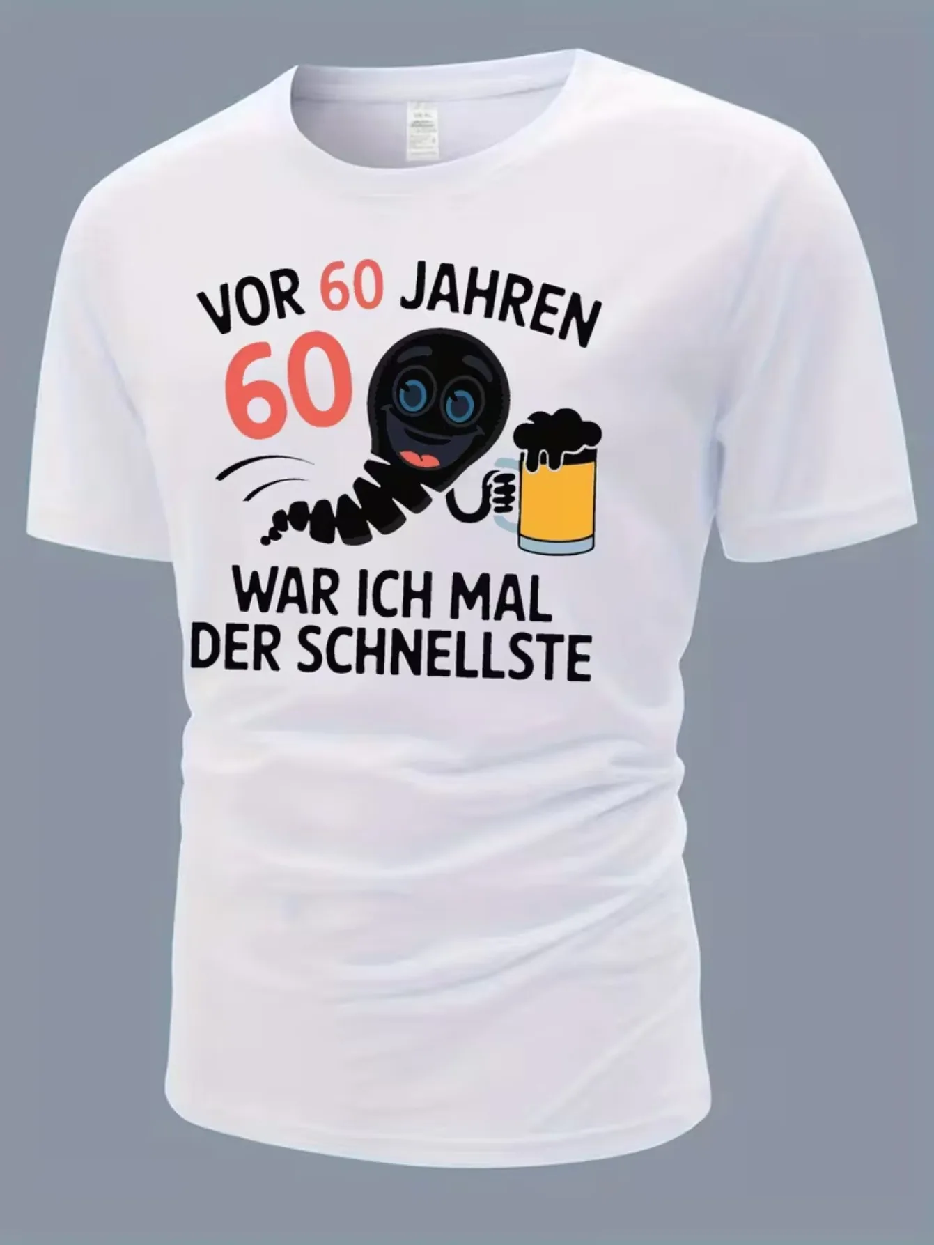 Men's Printed T-Shirt VOR 60 JAHREN WAR ICH MAL DER SCHNELLSTE 60th Birthday German Funny Slogan Vintage Cute Casual Breathable