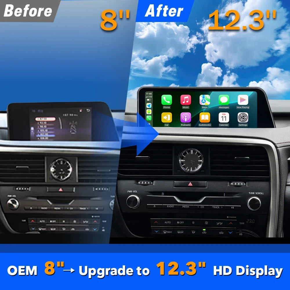 RX 2016-2019 Car DVD Player 12.3''  with Wireless CarPlay Android Auto Interface Binarytek