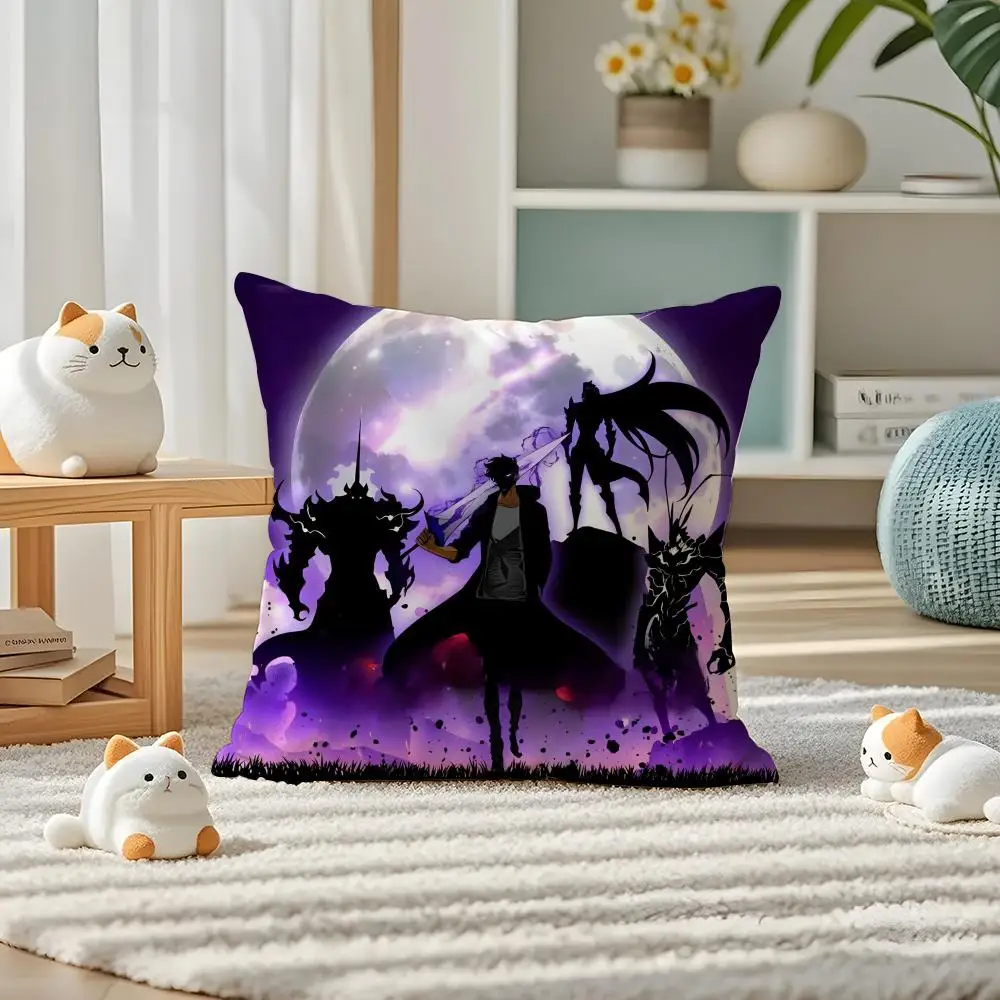 Anime S-Solo L-leveling Cushion Cover Pillow Case Plush Fabric Soft Double Sided Print Home Sofa High Quality Cushion