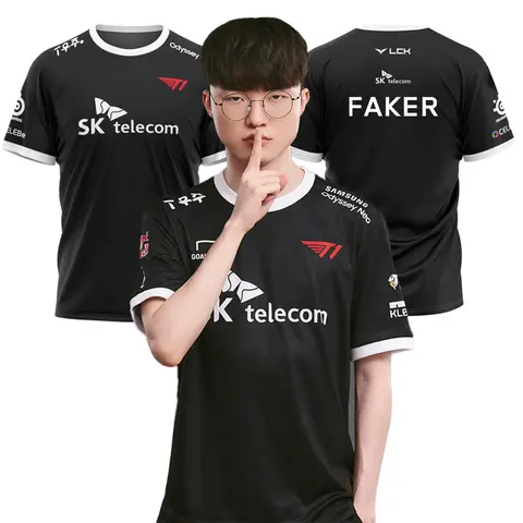 2023 League Of Legends Finals World SKT T1 Camiseta LOL Jogos Esports Uniforme da equipe Camiseta MSI Faker Zeus Fan Support Boys Jersey