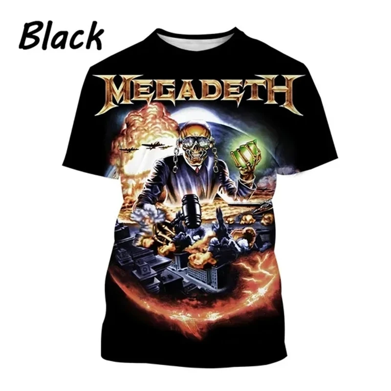 New Fashion Megadeth 3d Printing T Shirts Men Ladies Tops Popular T Shirts Hip Hop Style Short Sleeves Tshirt Boys Vintage Tees