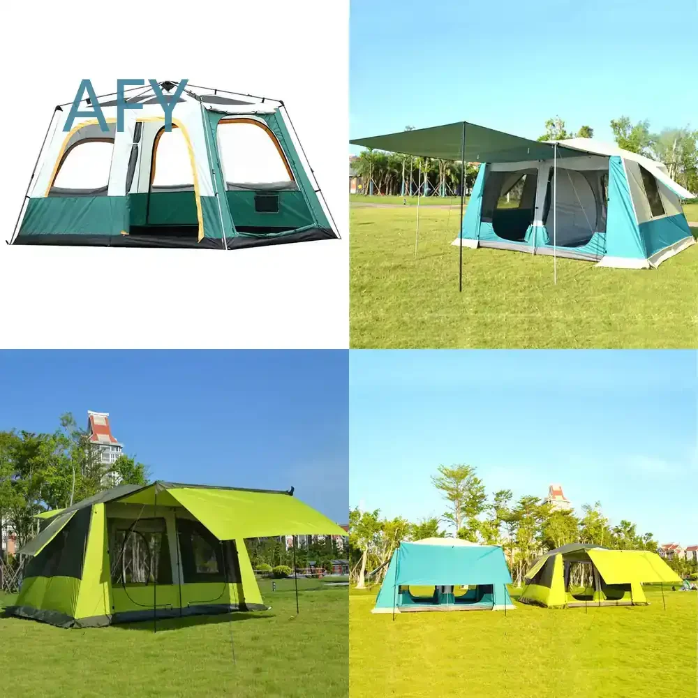 Double-Layer Thickened Camping Picnic Canopy for 8-10 People Family Rain Sun Protection Pergola Two Bedrooms Outdoor Shade