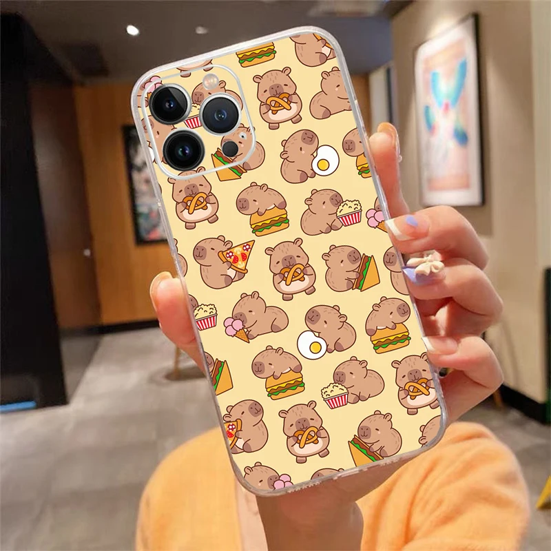 

cartoon Cute capybara Phone Case Carcasa Funda For iPhone 17 Pro Max Air 17 16 15 14 13 Pro Max 15 16 Pro 16E Case