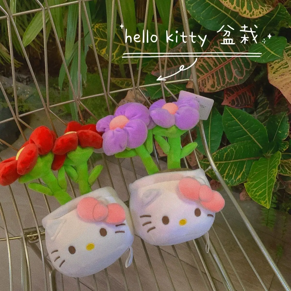 Original Potted Plant Hello Kitty Plush Toy Lovely Flower Doll Kitty Cat Plushies Stuffed Anime Home Decor Birthday Gifts Girl