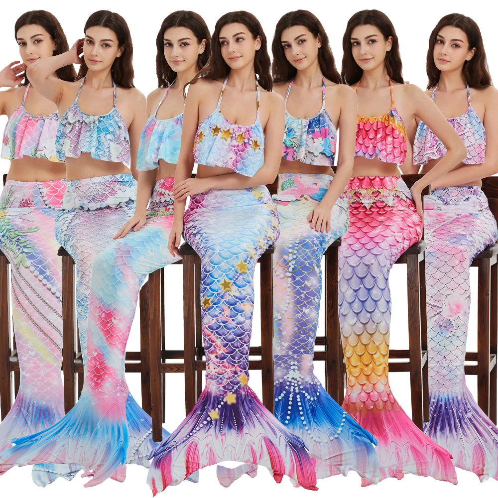 Adulto sereia role play traje brilho escala biquíni fishtail roupa de banho para spa praia festa de halloween outfit