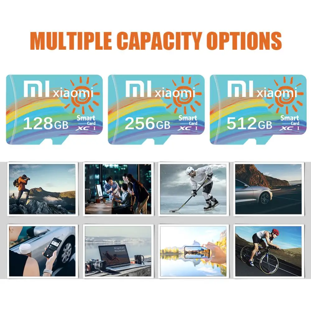 Xiaomi-Mijia Cartão SD de Memória de Alta Velocidade, Cartão Flash Classe 10 para Smartphone, Mini Cartão SD para PC, Câmera, 128GB, 256GB, 512GB