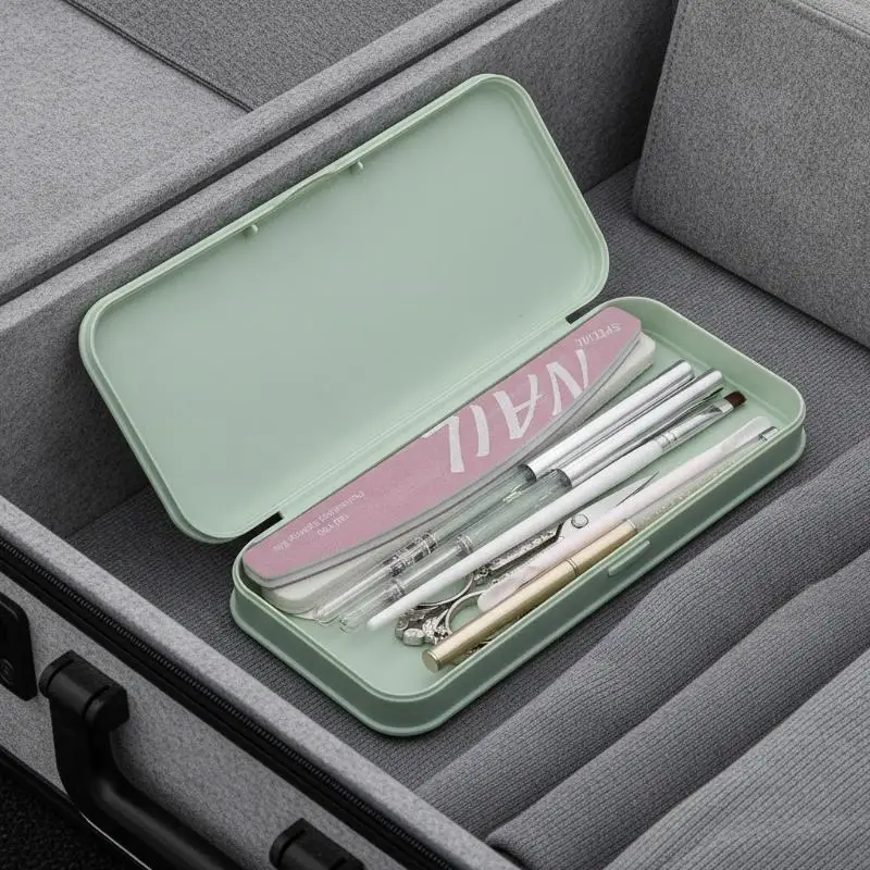 1Pcs Portable Manicure Cuticle Nipper Brush Organizer Case Nail Art Tool Storage Box Multifunctional Brush Travel Container