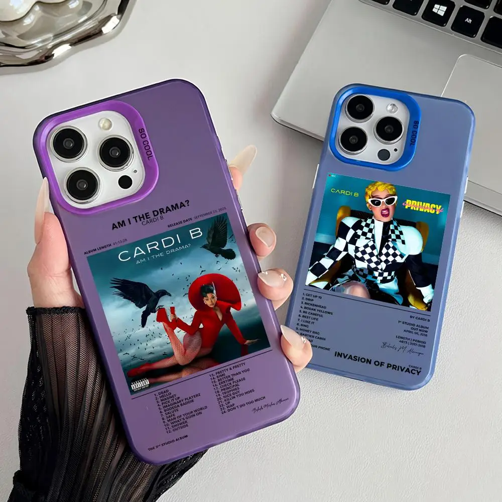 Hip Hop C-Cardi B Handyhülle Matt Laser Aurora Hülle für iPhone 17 16 15 14 13 12 11 Pro Max Air Stoßfeste Abdeckung