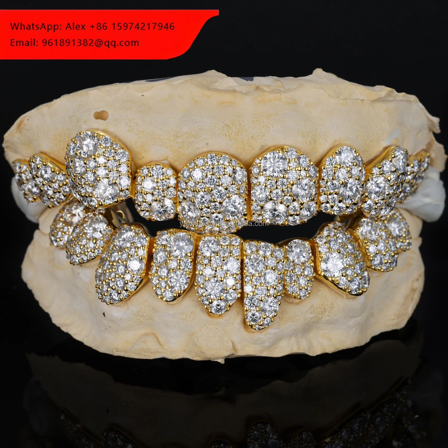 

High-End Big Stone 8 8 VVS Jewelry Teeth Grillz 925 Silver 9K 10K 14K 18K Solid Gold Third Party Certified Hip Hop Unisex