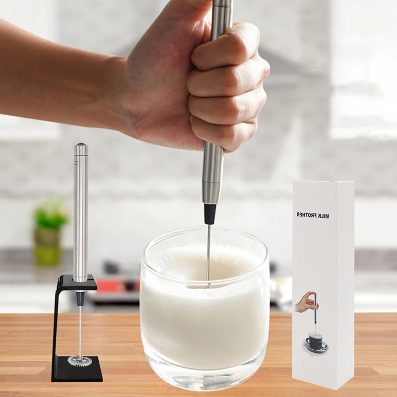 Mini Milk Frother Handheld Electric Foam Maker Battery Operated Stainless Steel Drink Mixer Blender For Cappuccino Hot Chocolate