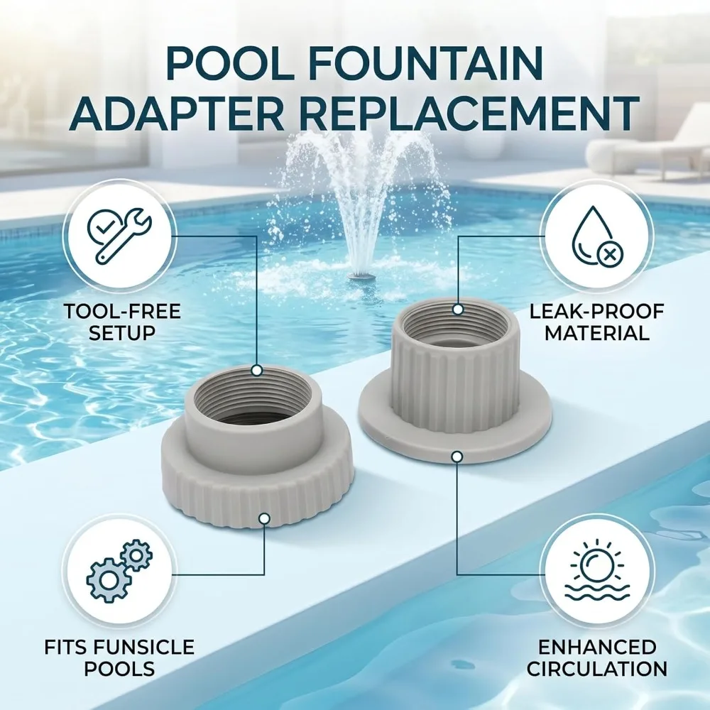 2PCS Durable Universal Pool Fountain Adapter Grey Leakproof Design Return Jet Adapter ABS Easy Installation Leak Proof Connector