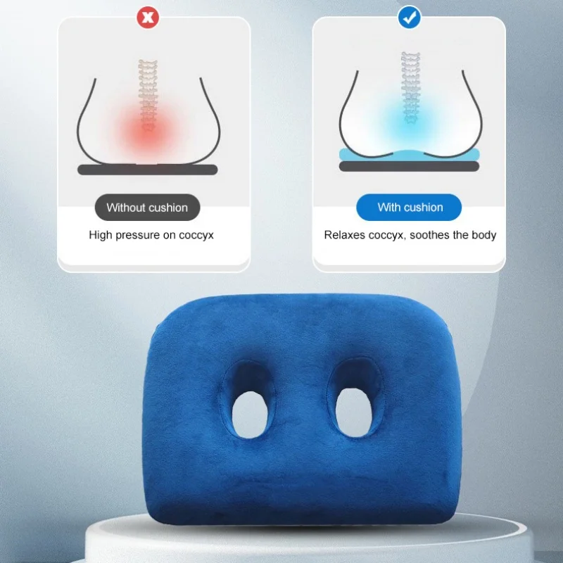 Double Hole Seat Cushion Pillow Comfortable Buttocks Cushion For Office Chair Car Seat Alleviation Tailbone Sciatica Ba Pain