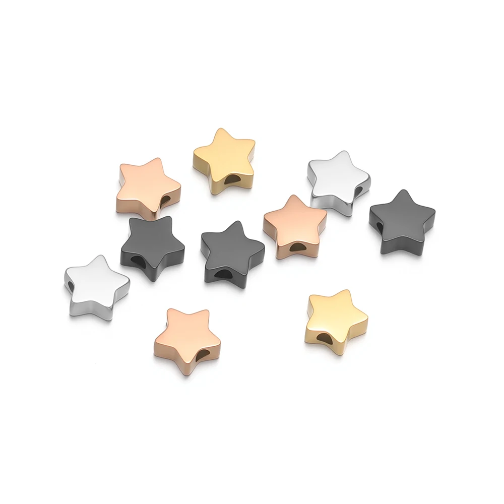 

5Pcs 304 Stainless Steel Star Beads 1.6mm Hole Beads Spacer Beads for DIY Jewelry Making Necklace Charms Bracelet Components