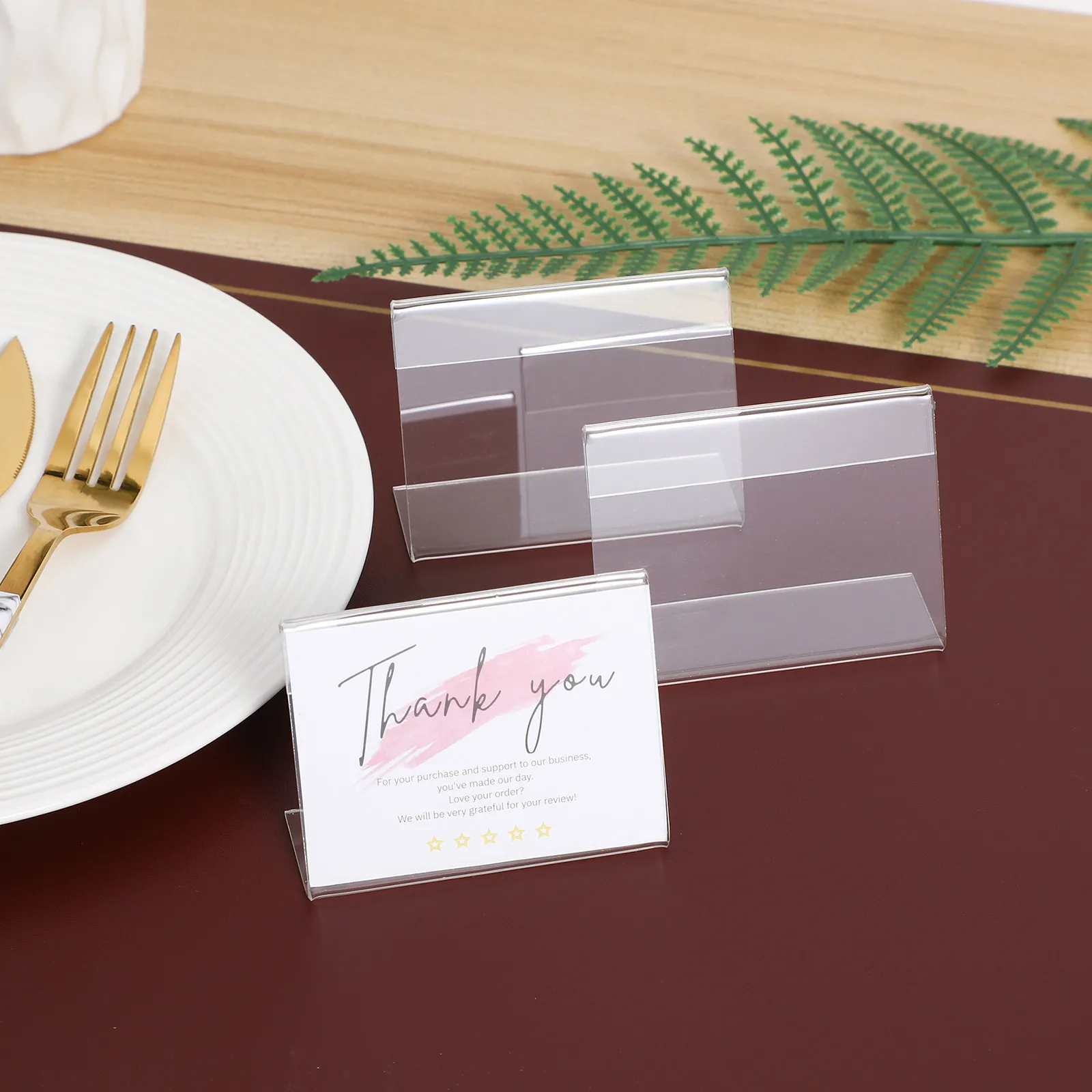 25Pcs Acrylic Sign Holders Clear Horizontal Display Stands for Table Menus Name Cards Price Tags Desktop Sign Stands