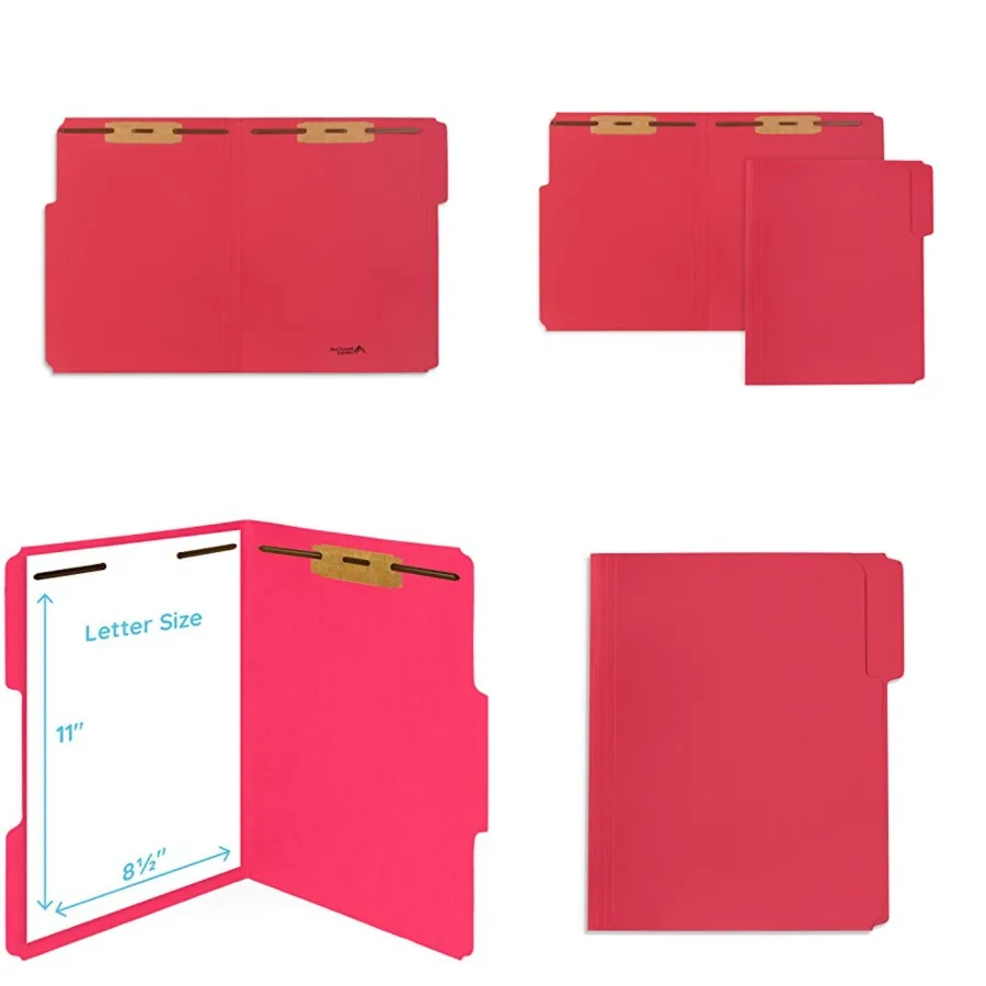

50 Fastener File Folders - 1/3 Cut Reinforced Tab - Durable 2 Prongs Bonded Fastener Designed to Organize Standard Medical File