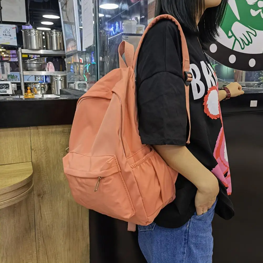 

Portable Students Nylon Large Capacity Knapsacks Women Pure Color Shopping Rucksacks Female Zipper Travel Backpacks