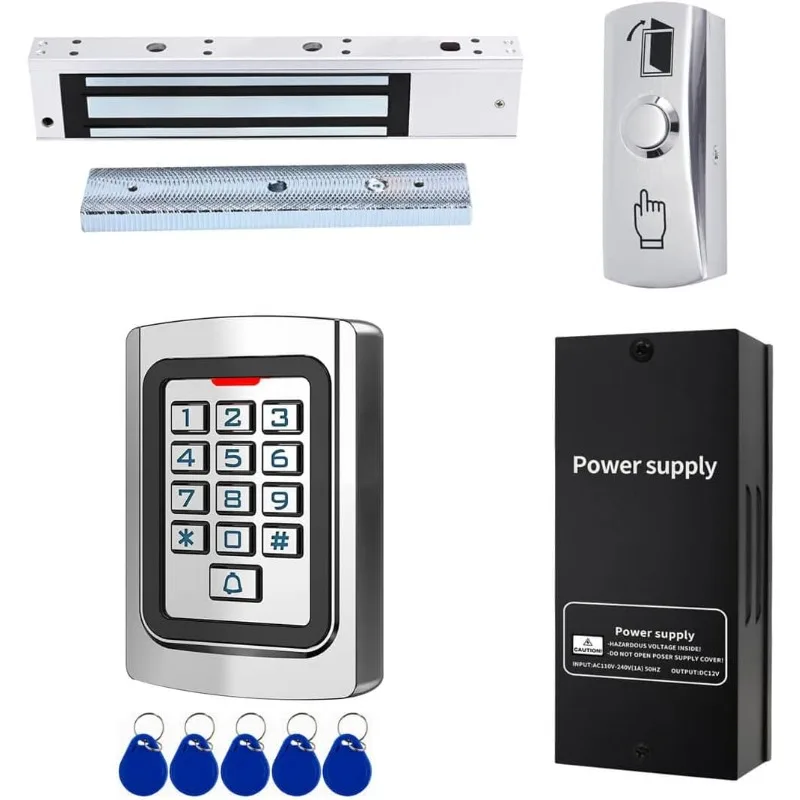 

Door Access Control System 600lb Electric Magnetic Door Lock Kit Waterproof Keypad ID Card Smartphone Tuya App Remote Control