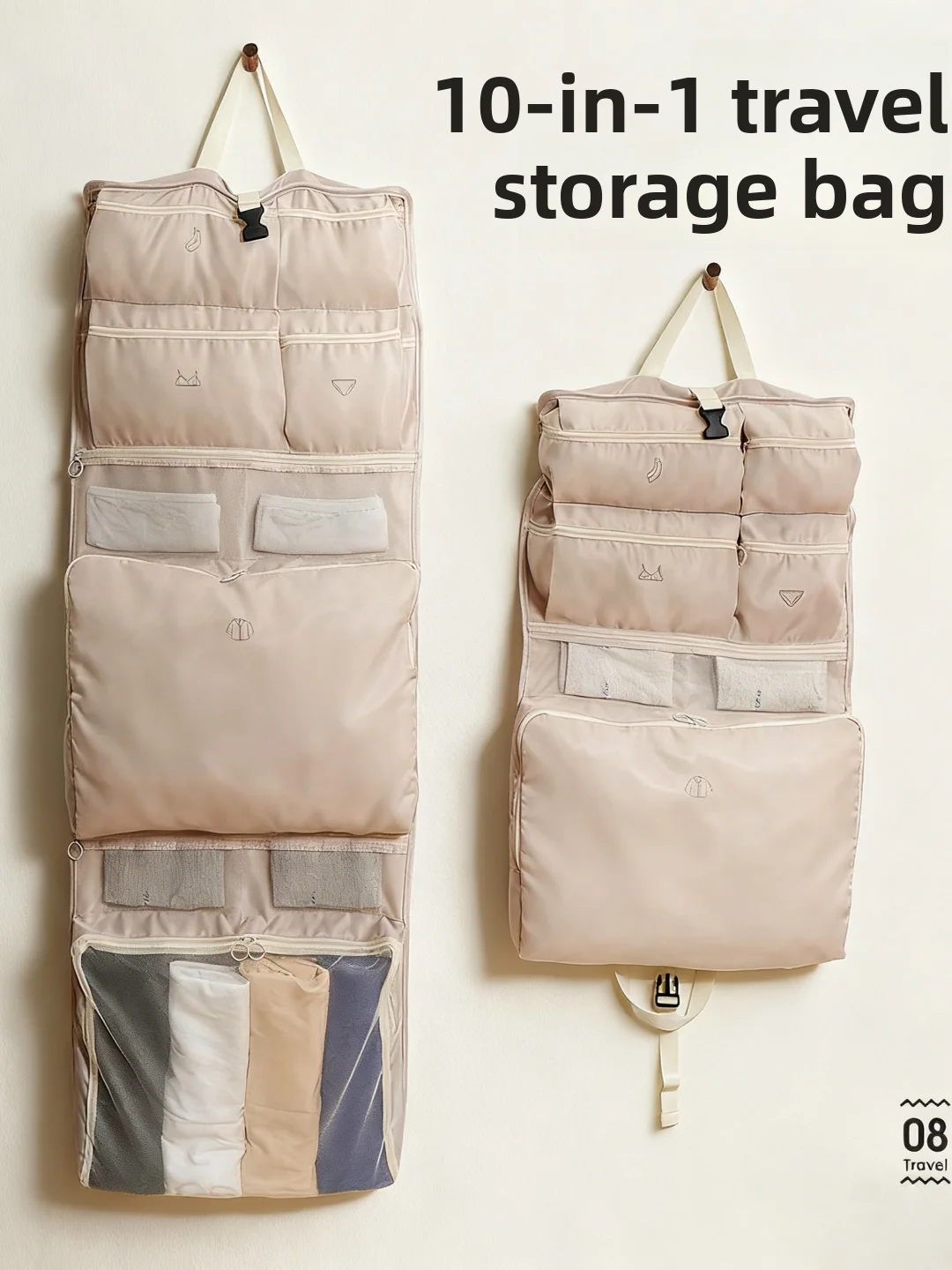 

Large Capaci Portable Travel Clothing Storage Hanging Bag Multi-Carent Lage Organizer for Underwear And Pants