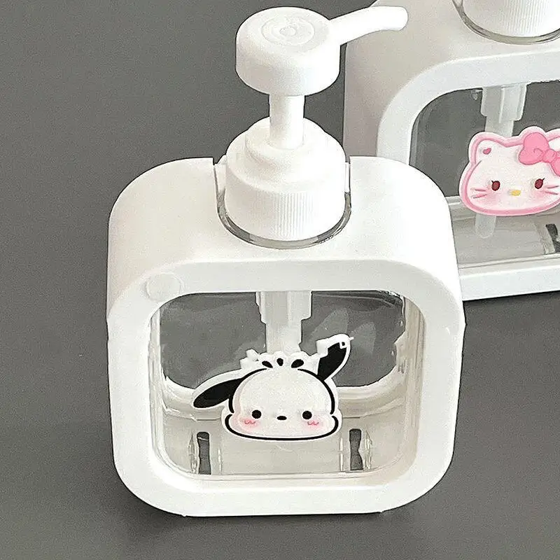 Dispensador Recargable de Gran Capacidad Kawaii Hello Kitty, Botella con Bomba de Presión, Envase Vacío para Jabón de Manos, Gel de Ducha, Champú