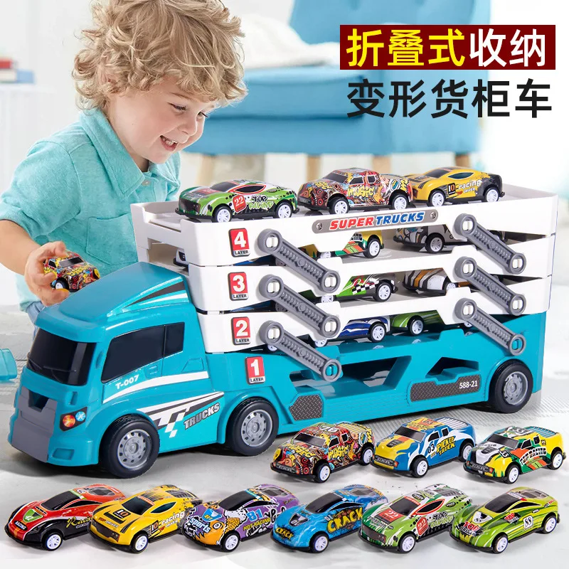 10 pz auto bambini camion deformazione trasportatore auto giocattoli modelli auto modello educativo giocattoli per ragazzi ragazze compleanno regalo di natale