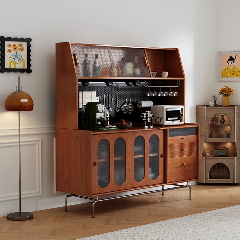 

CL Vintage Style Solid Wood Retro Sideboard Wall-Mounted Integrated Vintage Kitchen Storage High Wine Cabinet