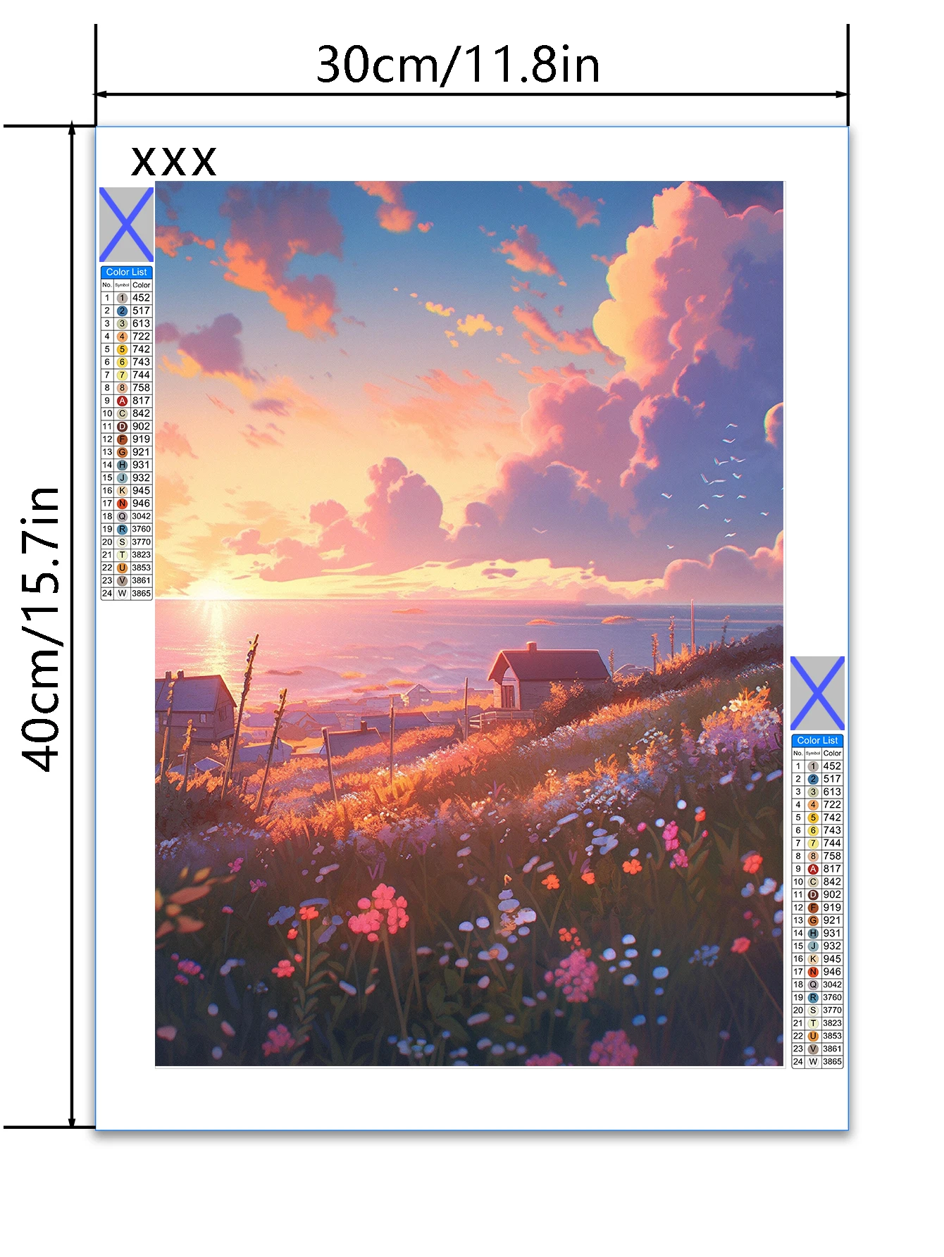 قطعة واحدة من لوحة ماسية لبحر شروق الشمس من الزهور، مجموعة ألوان ماسية ذاتية الصنع، مناسبة للمعيشة المنزلية #3