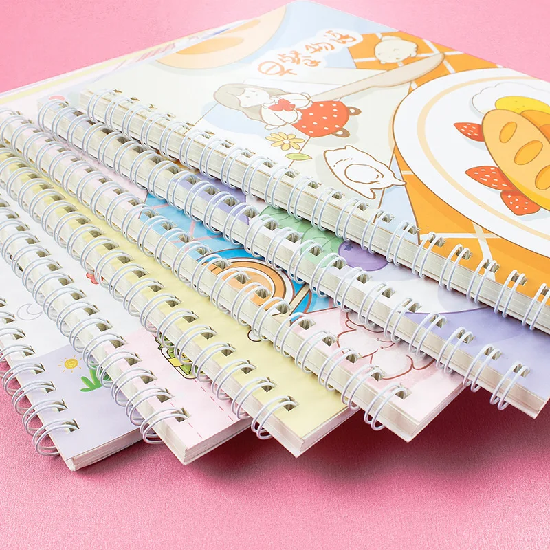 CHEN LIN A5 Cute Cartoon Coil Notebook Binder Spiral Coil Book Cartoon 60Sheet Thicken Notepad Girl Heart Student Diary Notebook